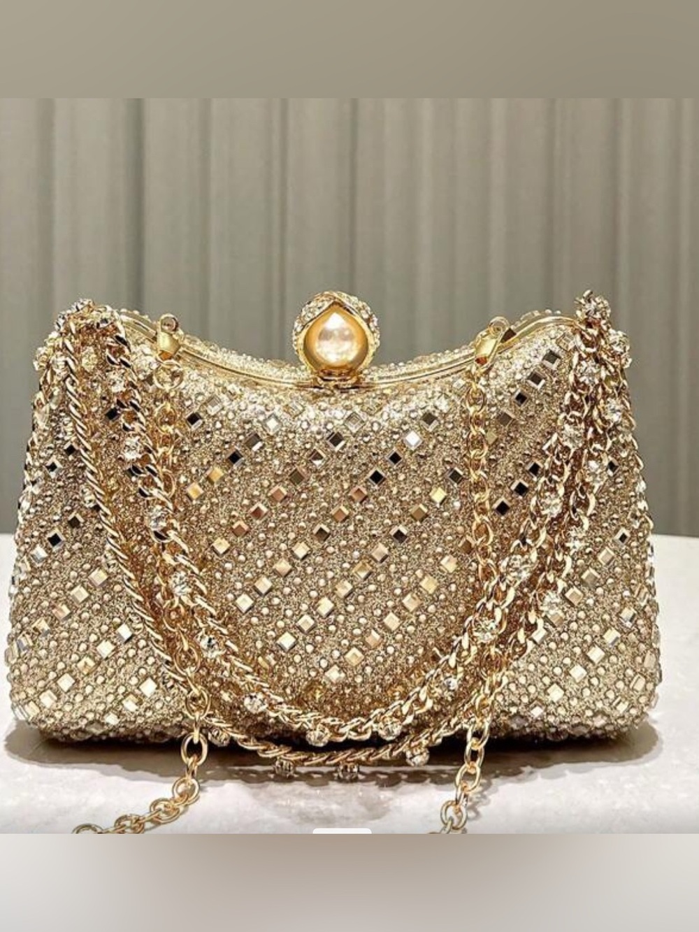 Gold party prom wedding clutch bag - Picture 2 of 5